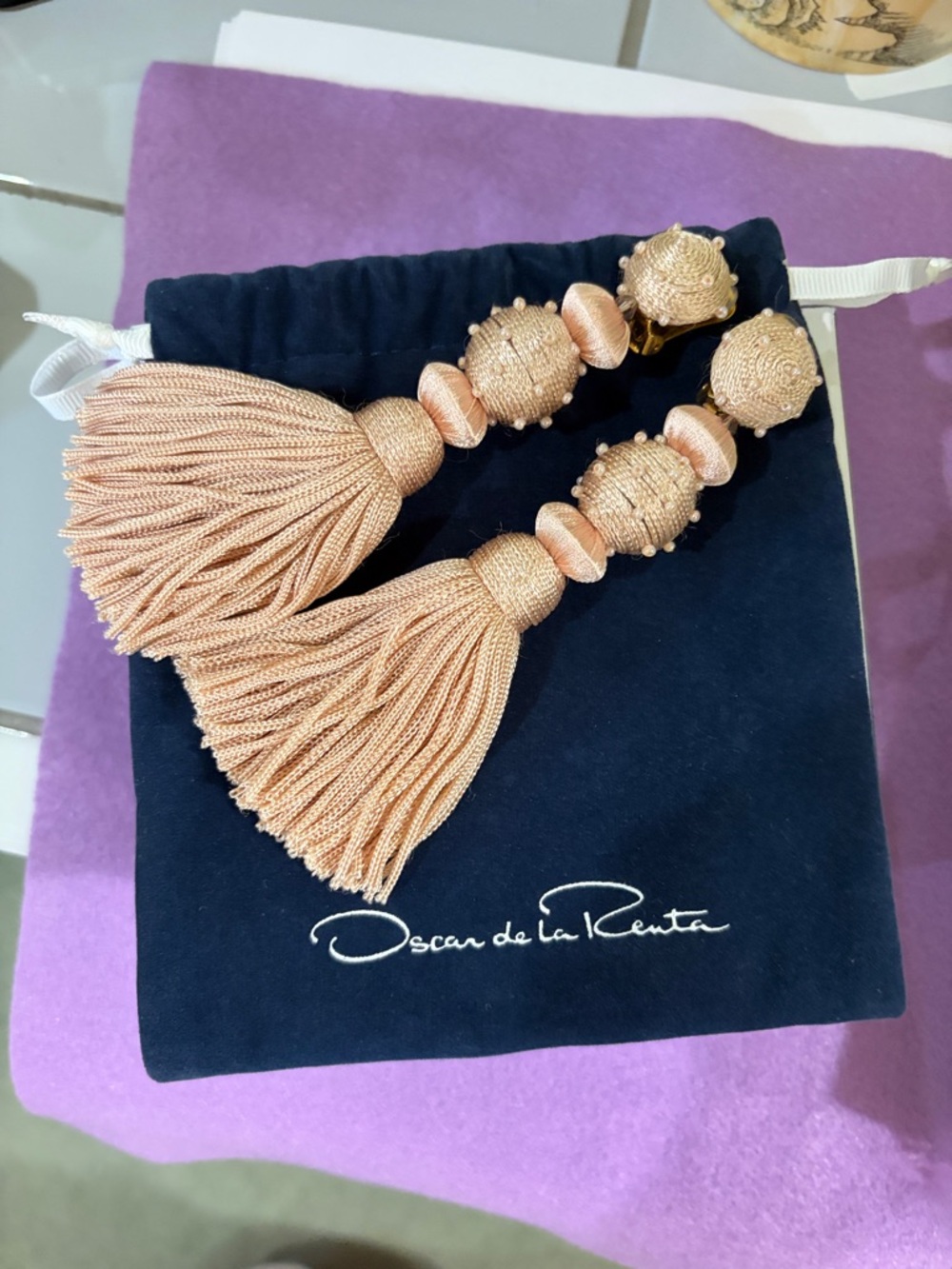Oscar de la Renta Pink Dot Ball Tassel Earrings - Picture 16 of 16